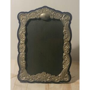 Vintage Ornate Silverplate Picture Frame Victorian Rose And Scroll Whimsy Goth